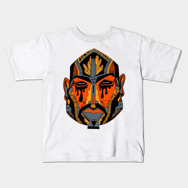 Orangrey African Mask No 9 Kids T-Shirt by kenallouis